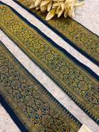 Blue Banarasi Pure Silk Vintage Border Lace