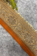 Yellow Banarasi Pure Silk Vintage Border Lace ( 1 Mtr )