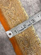 Yellow Banarasi Pure Silk Vintage Border Lace ( 1 Mtr )