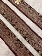 Maroon Banarasi Pure Silk Vintage Border Lace ( 1 Mtr )