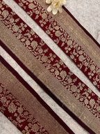 Maroon Banarasi Pure Silk Vintage Border Lace ( 1 Mtr )