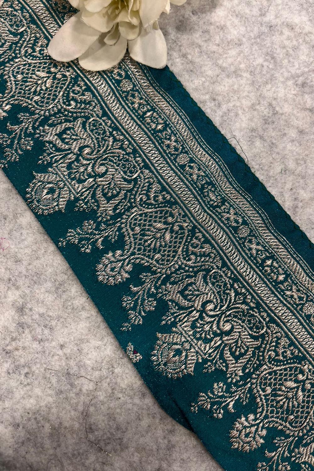 Blue Banarasi Pure Silk Vintage Border Lace ( 1 Mtr )