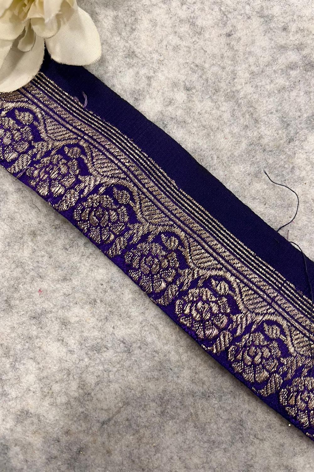 Purple Banarasi Pure Silk Vintage Border Lace ( 1 Mtr )