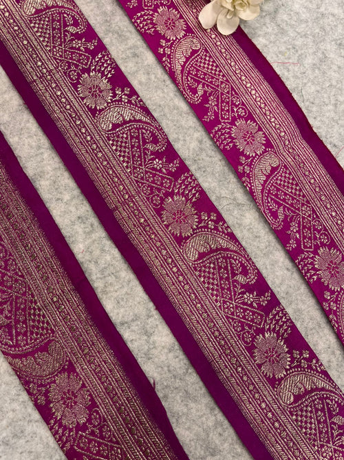 Pink Banarasi Pure Silk Vintage Border Lace