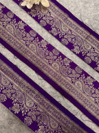 Purple Banarasi Pure Silk Vintage Border Lace ( 1 Mtr )