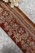 IL2B126082909 Orange Banarasi Pure Silk Vintage Border Lace