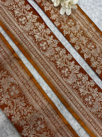 IL2B126082909 Orange Banarasi Pure Silk Vintage Border Lace