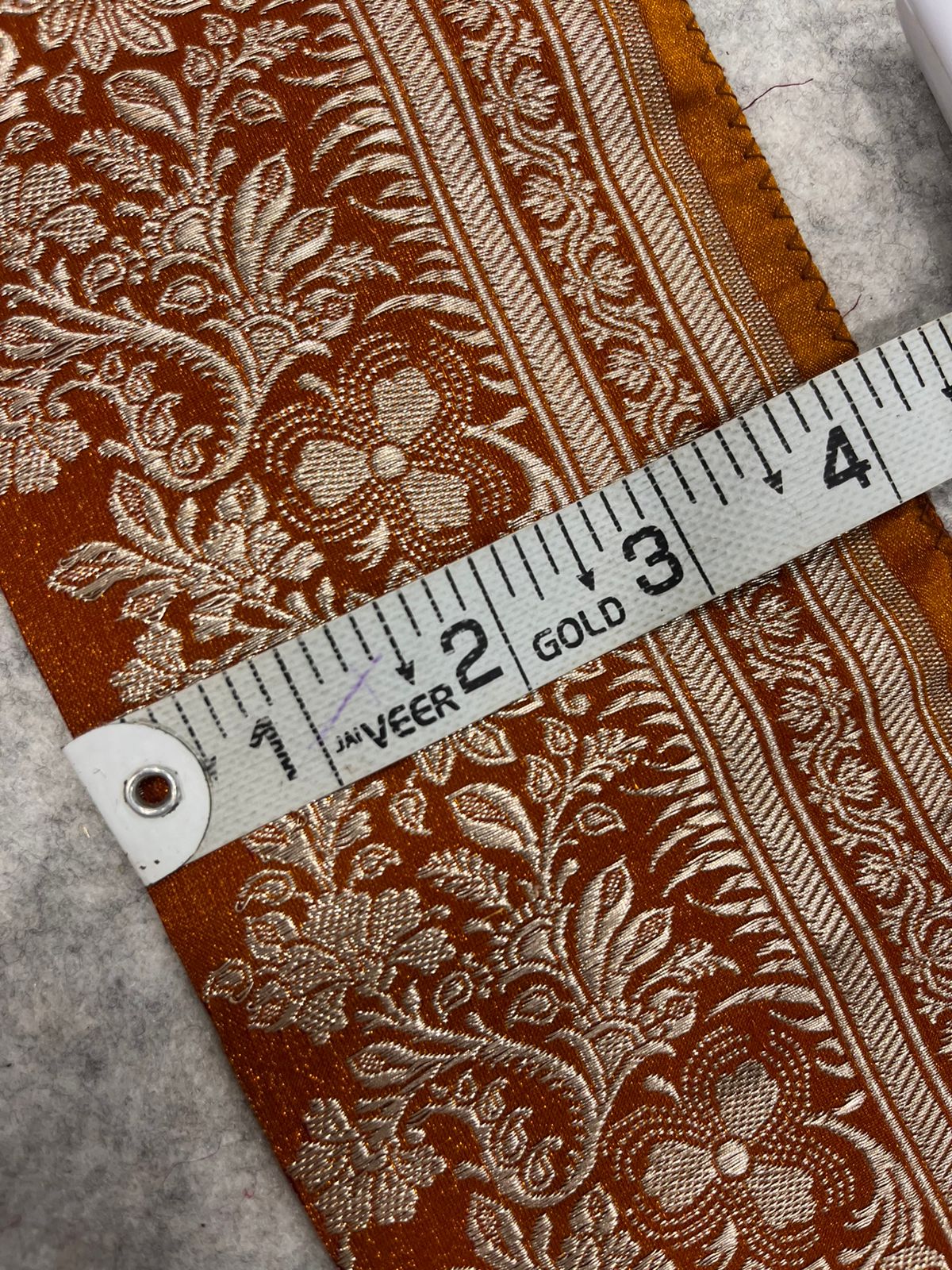 IL2B126082909 Orange Banarasi Pure Silk Vintage Border Lace