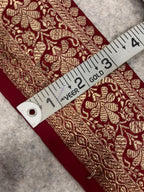 IL2B126082910 Red Banarasi Pure Silk Vintage Border Lace