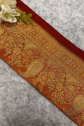 IL2B126082911 Orange Banarasi Pure Silk Vintage Border Lace