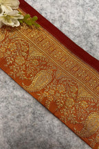 IL2B126082911 Orange Banarasi Pure Silk Vintage Border Lace