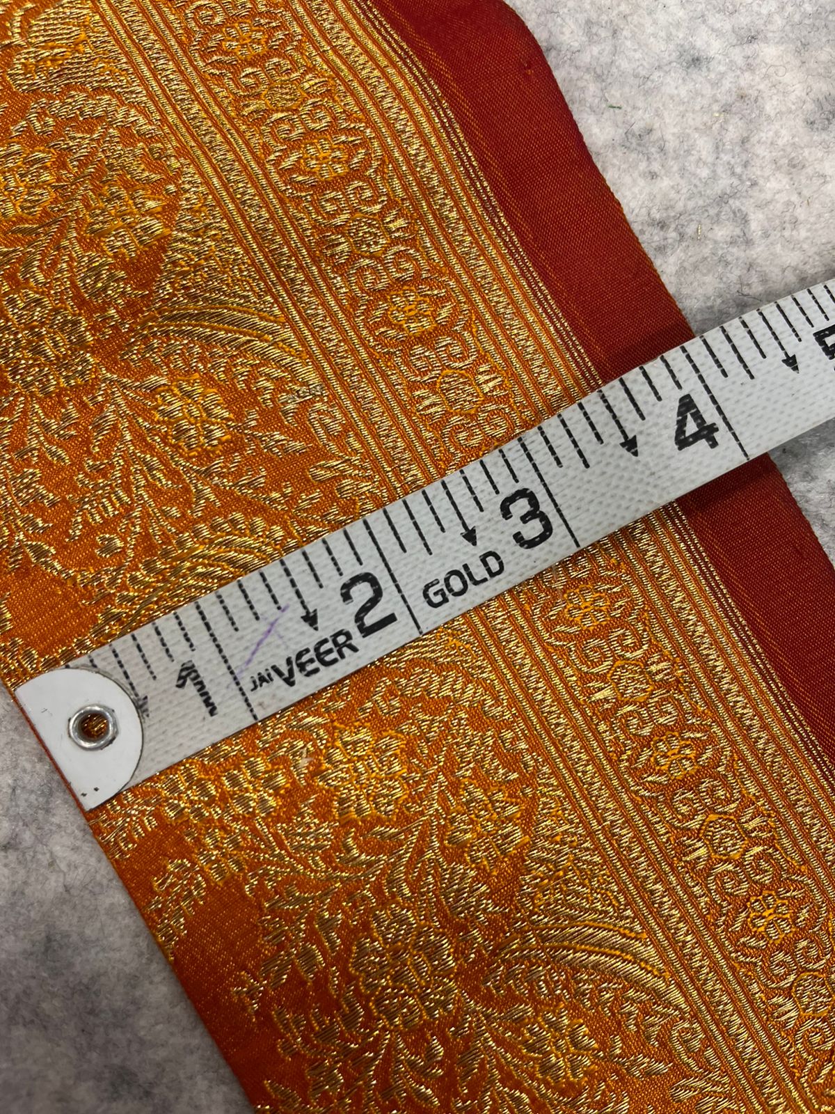 IL2B126082911 Orange Banarasi Pure Silk Vintage Border Lace