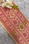 IL2B126082913 Peach Banarasi Pure Silk Vintage Border Lace
