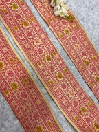 IL2B126082913 Peach Banarasi Pure Silk Vintage Border Lace