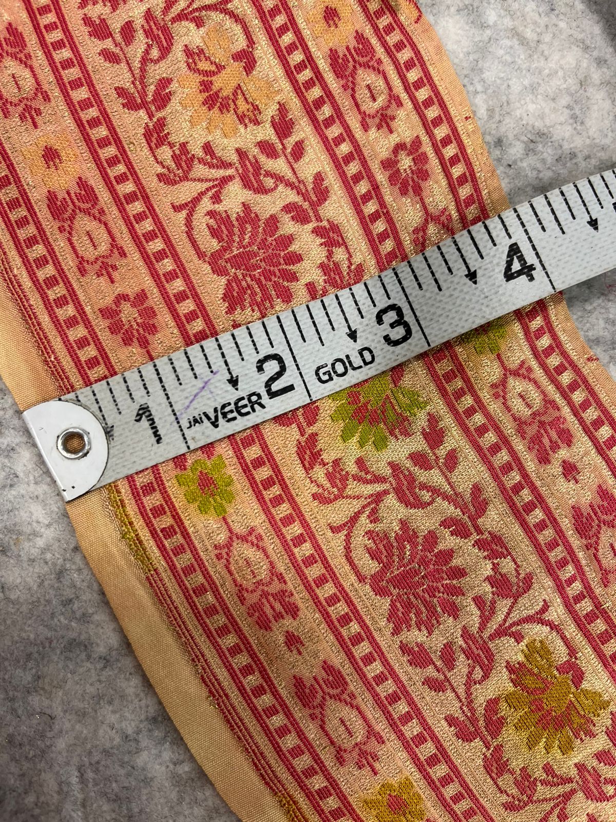 IL2B126082913 Peach Banarasi Pure Silk Vintage Border Lace