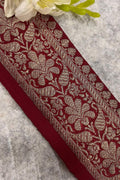 IL2B126082914 Red Banarasi Pure Silk Vintage Border Lace