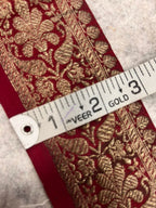 IL2B126082914 Red Banarasi Pure Silk Vintage Border Lace