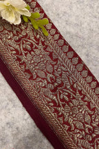 Maroon Banarasi Pure Silk Vintage Border Lace ( 1 Mtr )