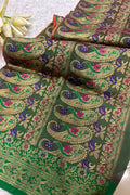 Green Banarasi Pure Silk Vintage Border Lace ( 1 Mtr )