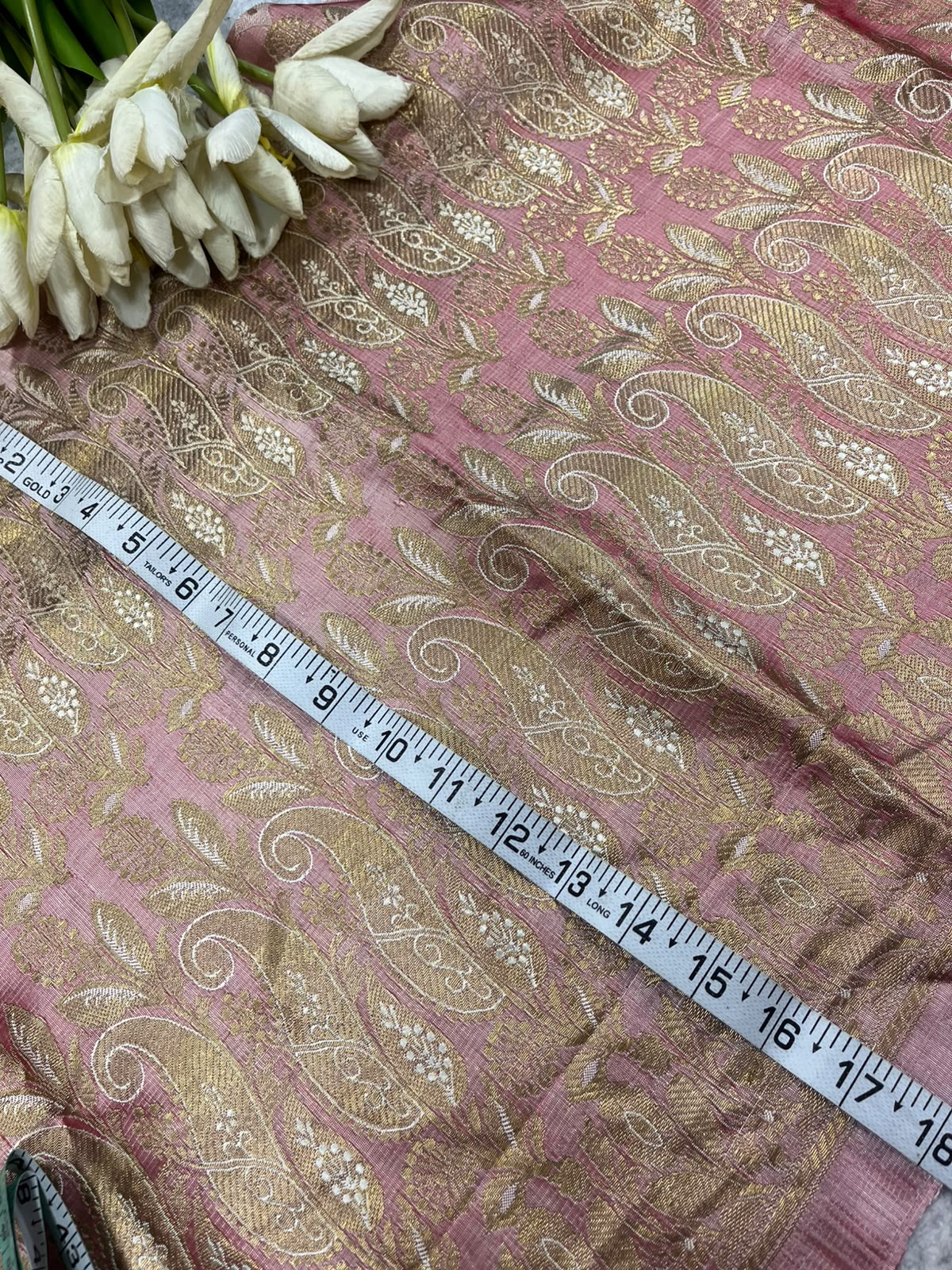 Pink Banarasi Pure Silk Vintage Border Lace ( 1 Mtr )
