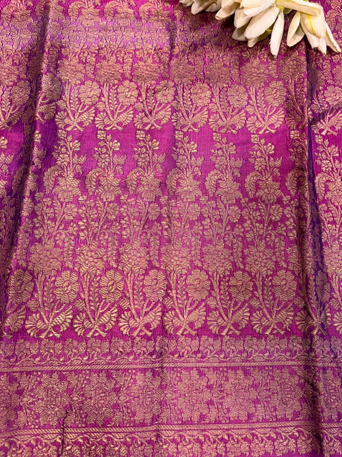 Pink Banarasi Pure Silk Vintage Border Lace