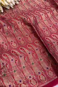 Red Banarasi Pure Silk Vintage Border Lace