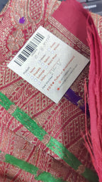 Red Banarasi Pure Silk Vintage Border Lace
