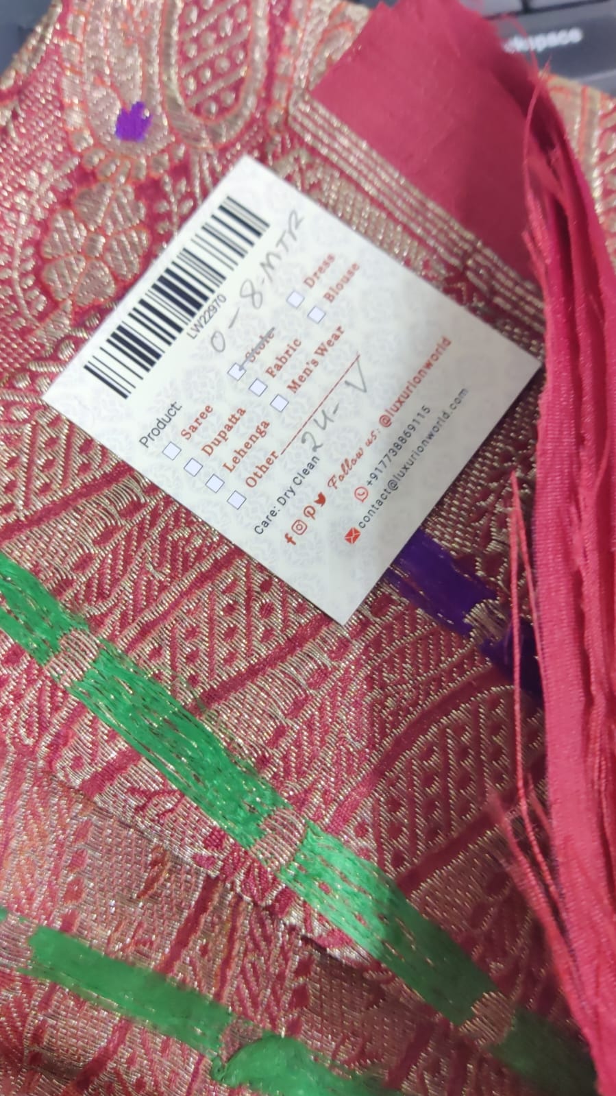 Red Banarasi Pure Silk Vintage Border Lace