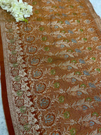 Orange Banarasi Pure Silk Vintage Border Lace ( 0.8 Mtr )