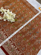 Orange Banarasi Pure Silk Vintage Border Lace ( 0.8 Mtr )