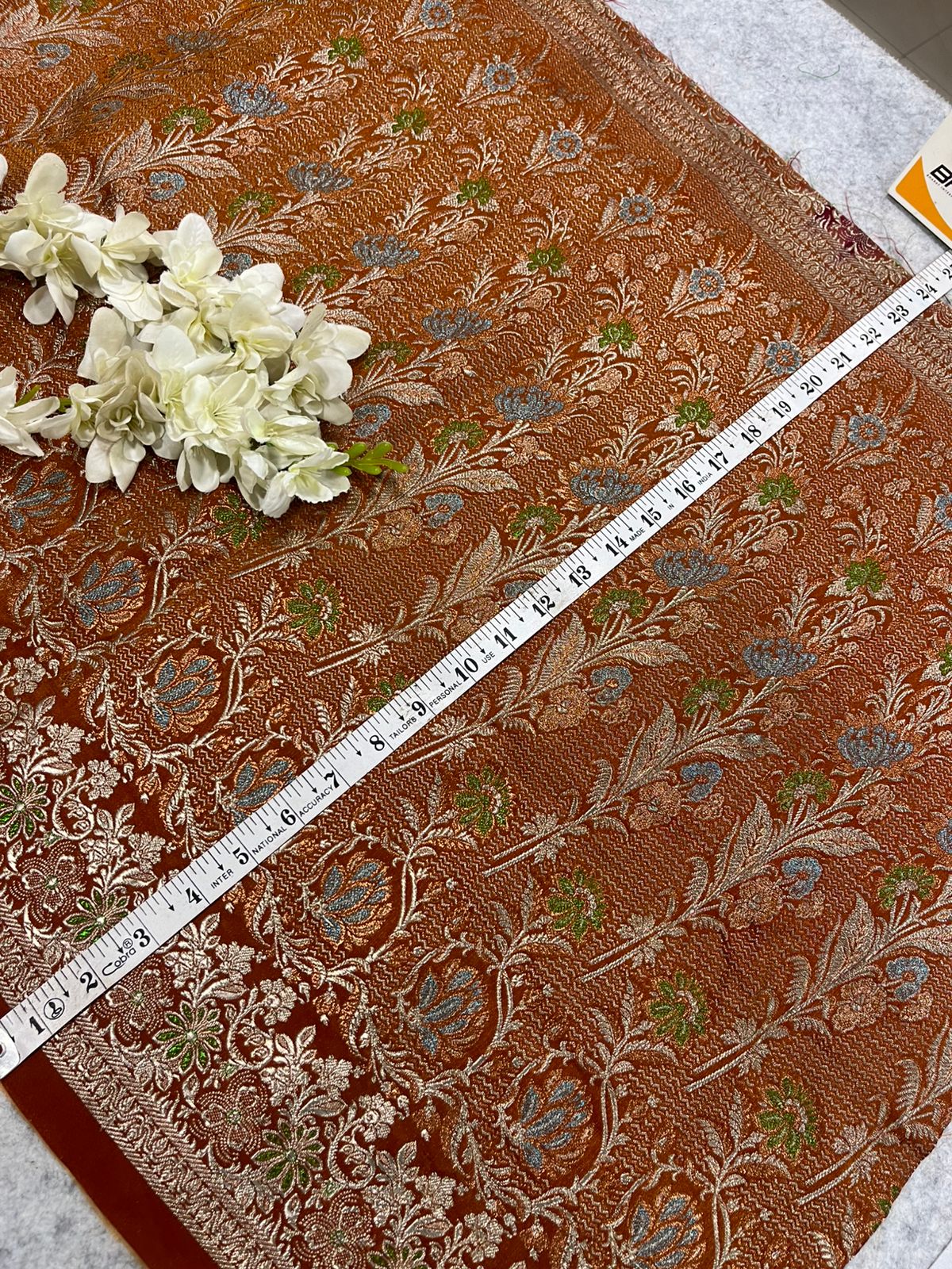 Orange Banarasi Pure Silk Vintage Border Lace ( 0.8 Mtr )
