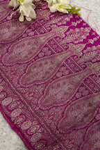 Pink Banarasi Pure Silk Vintage Border Lace