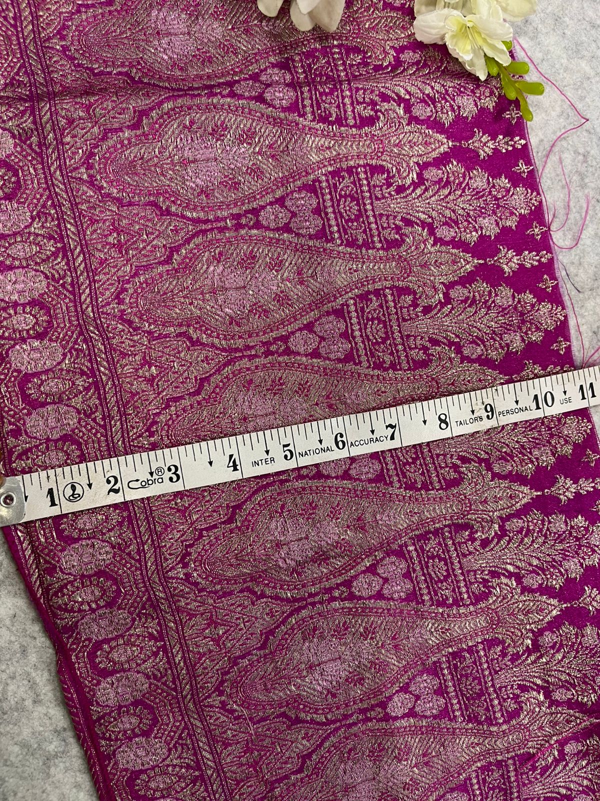 Pink Banarasi Pure Silk Vintage Border Lace