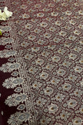 Maroon Banarasi Pure Silk Vintage Border Lace ( 0.8 Mtr )