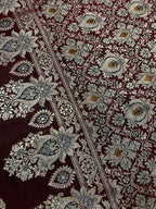 Maroon Banarasi Pure Silk Vintage Border Lace ( 0.8 Mtr )