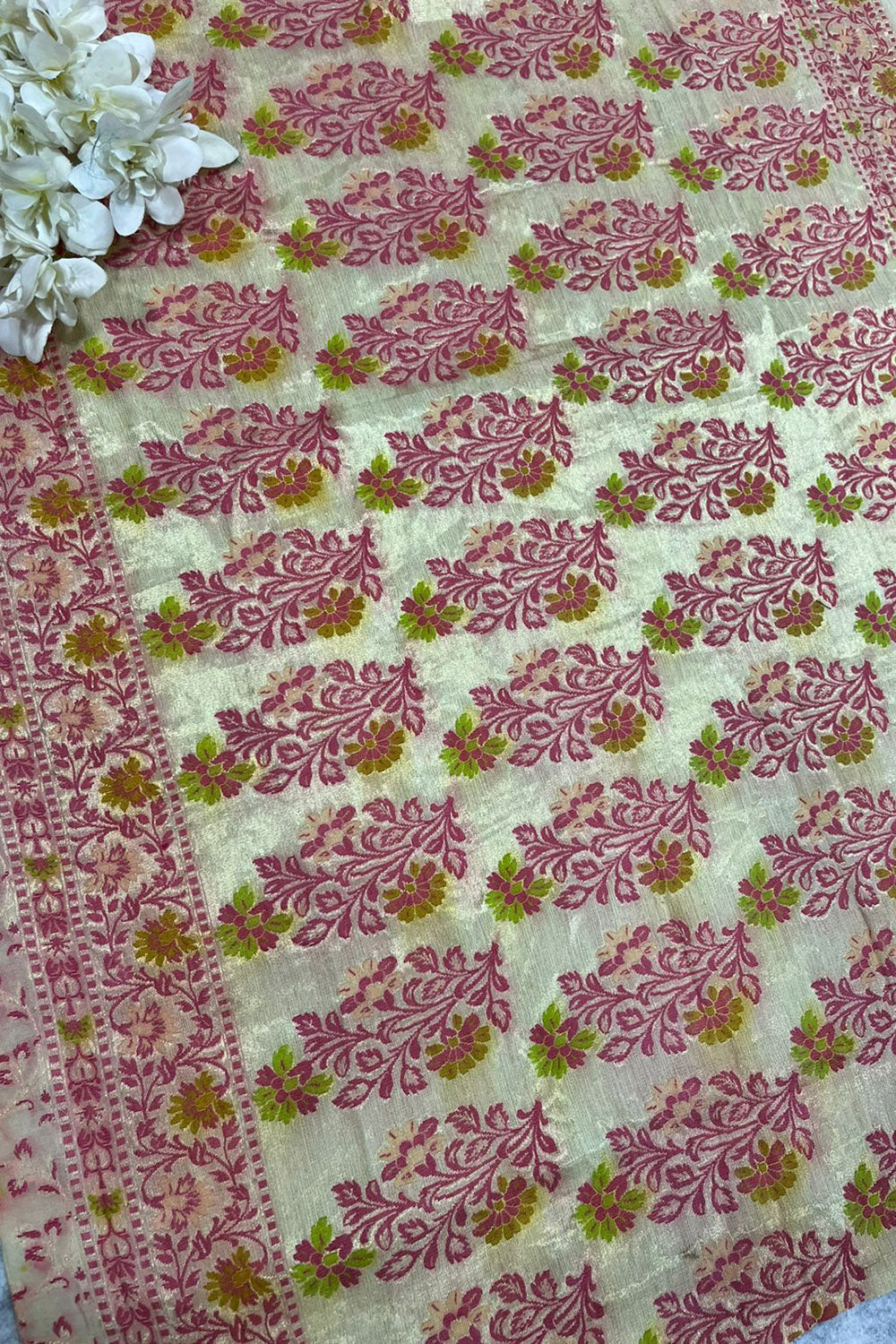 Peach Banarasi Pure Silk Vintage Border Lace ( 0.8 Mtr )