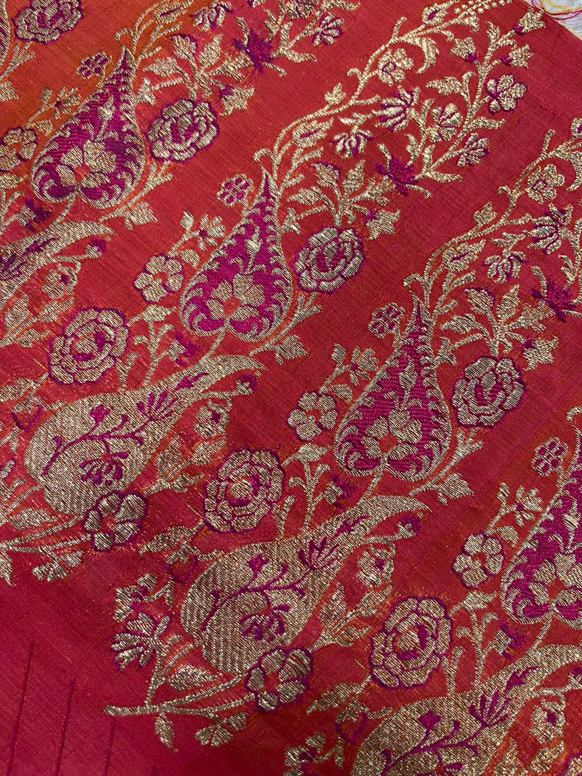 Pink Banarasi Pure Silk Vintage Border Lace ( 1 Mtr )