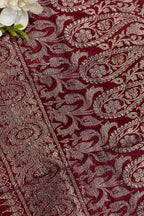 Maroon Banarasi Pure Silk Vintage Border Lace  (0.8 Mtr )