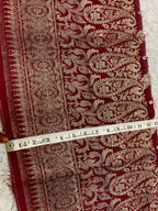 Maroon Banarasi Pure Silk Vintage Border Lace  (0.8 Mtr )