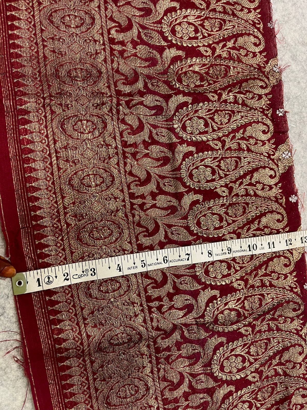 Maroon Banarasi Pure Silk Vintage Border Lace  (0.8 Mtr )