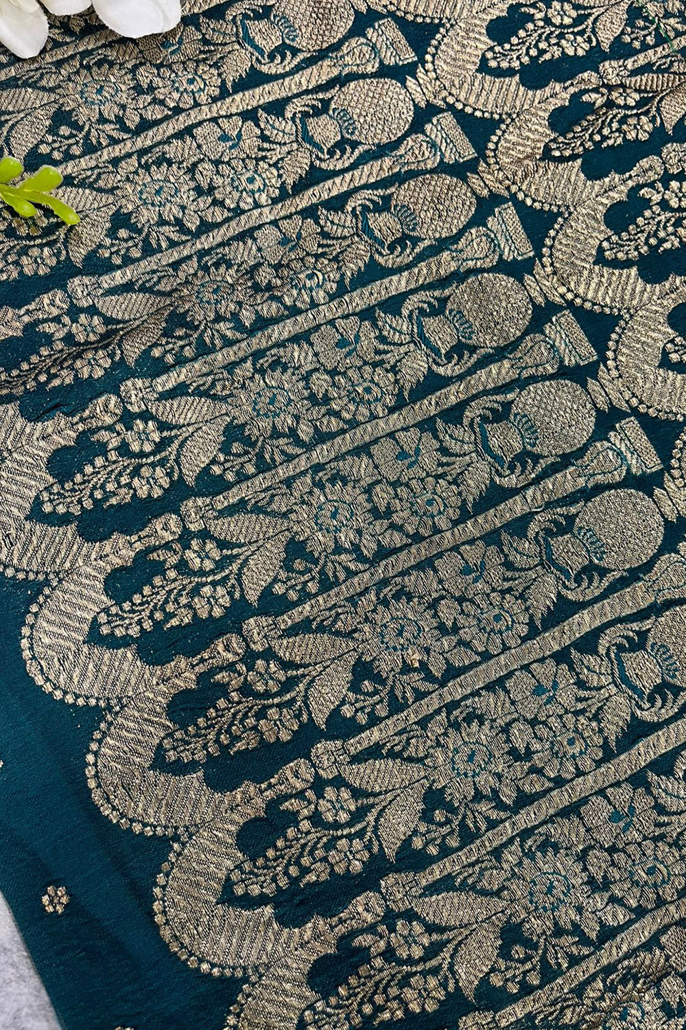 Blue Banarasi Pure Silk Vintage Border Lace ( 0.5 Mtr )
