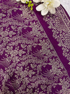 Purple Banarasi Pure Silk Vintage Border Lace ( 0.8 Mtr )