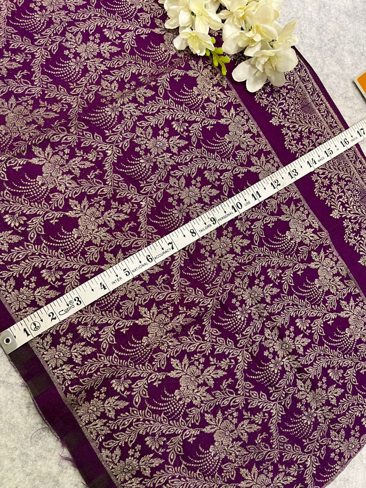 Purple Banarasi Pure Silk Vintage Border Lace ( 0.8 Mtr )