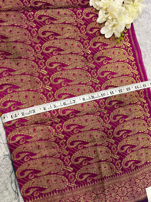 Pink Banarasi Pure Silk Vintage Border Lace