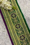 Green Banarasi Pure Silk Lace  Vintage Border With Pallu Occasion