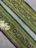 Green Banarasi Pure Silk Lace  Vintage Border With Pallu Occasion