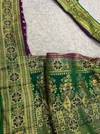 Green Banarasi Pure Silk Lace  Vintage Border With Pallu Occasion
