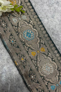 Grey Banarasi Pure Silk Lace  Vintage Border Occasion
