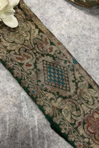 Green Banarasi Pure Silk Lace  Vintage Border Occasion