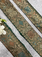 Green Banarasi Pure Silk Lace  Vintage Border Occasion